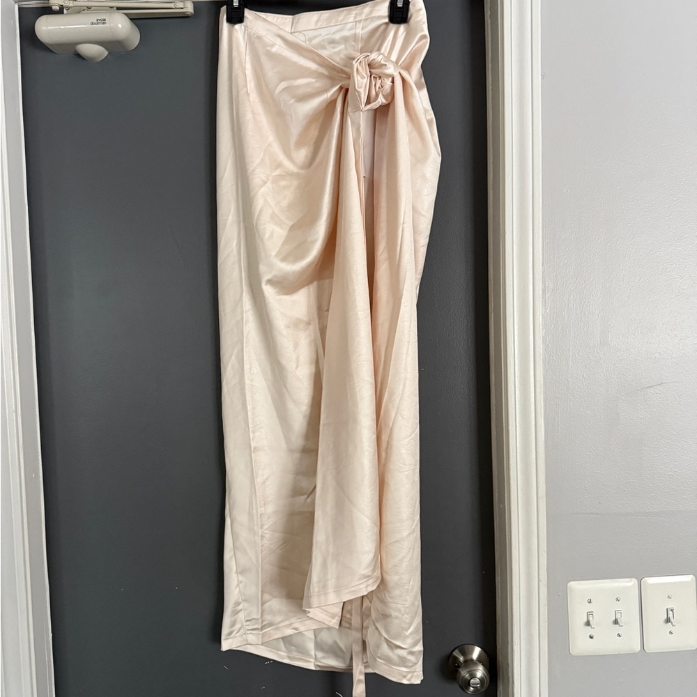 Elegant Cream Long Wrap Skirt